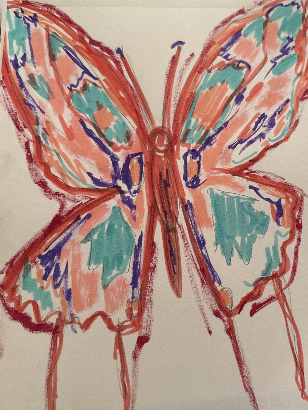 Butterfly Wall Art in Coral and Teal - Unbranded Home Art